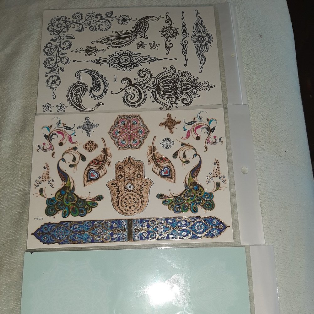 3 sheets Golden White Temporary Tattoo - Picture 4 of 15